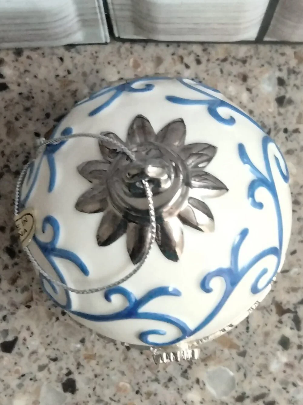 Porcelain Painted Jewelry / Trinket / Keepsake Box Ornament